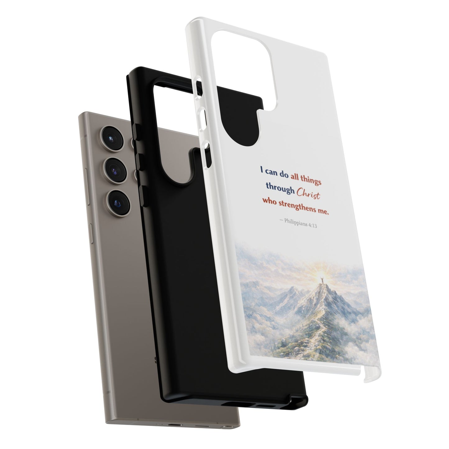 Christian Phone Case – “I Can Do All Things Through Christ” Inspirational Tough Case