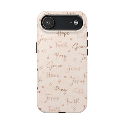 Pray Grace Hope Phone Case | Christian Floral iPhone Case