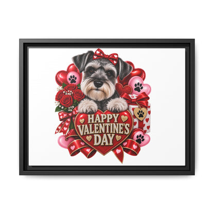 Valentine’s Day Schnauzer Framed Canvas