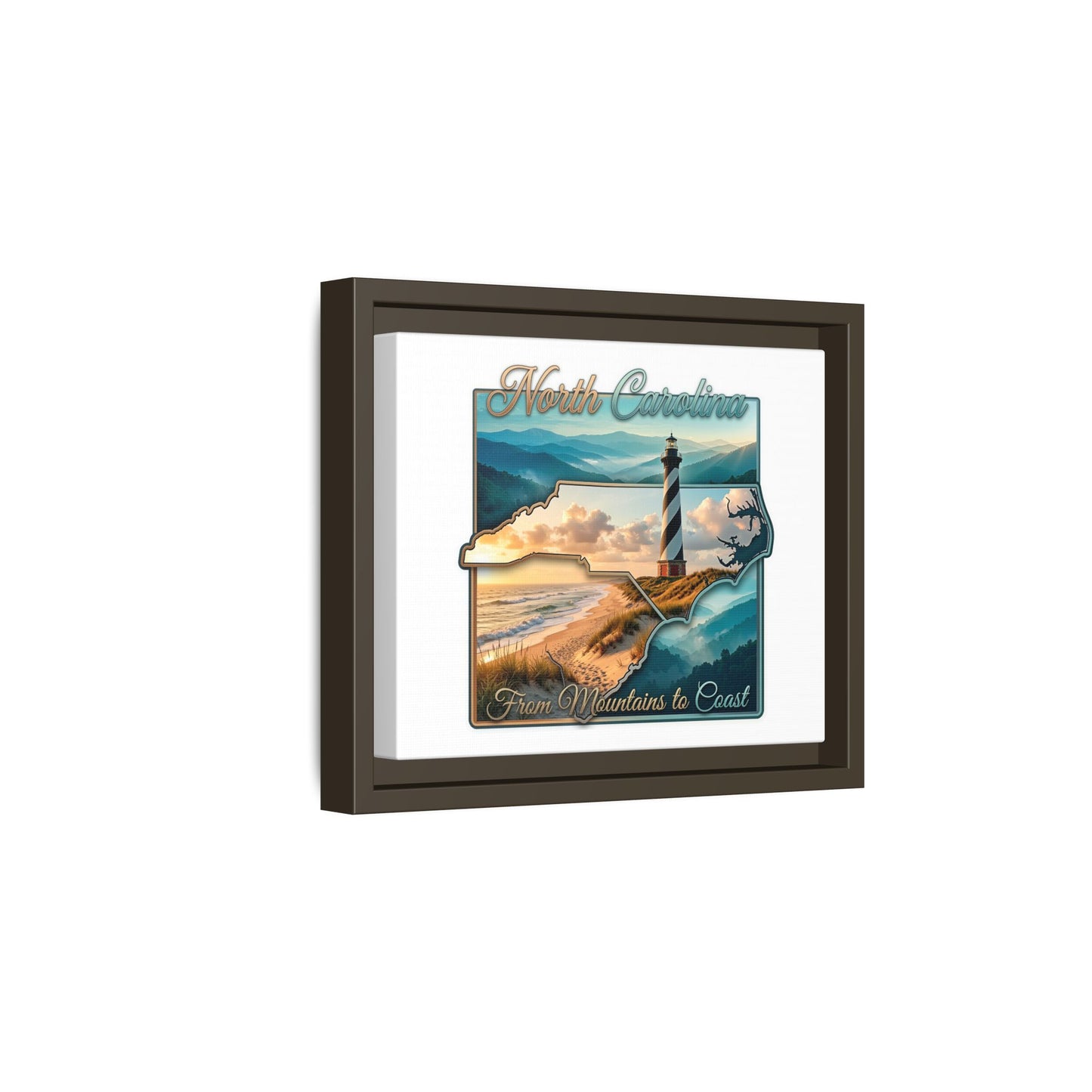 North Carolina Matte Canvas Wall Art — "From Mountains to Coast" Framed Print