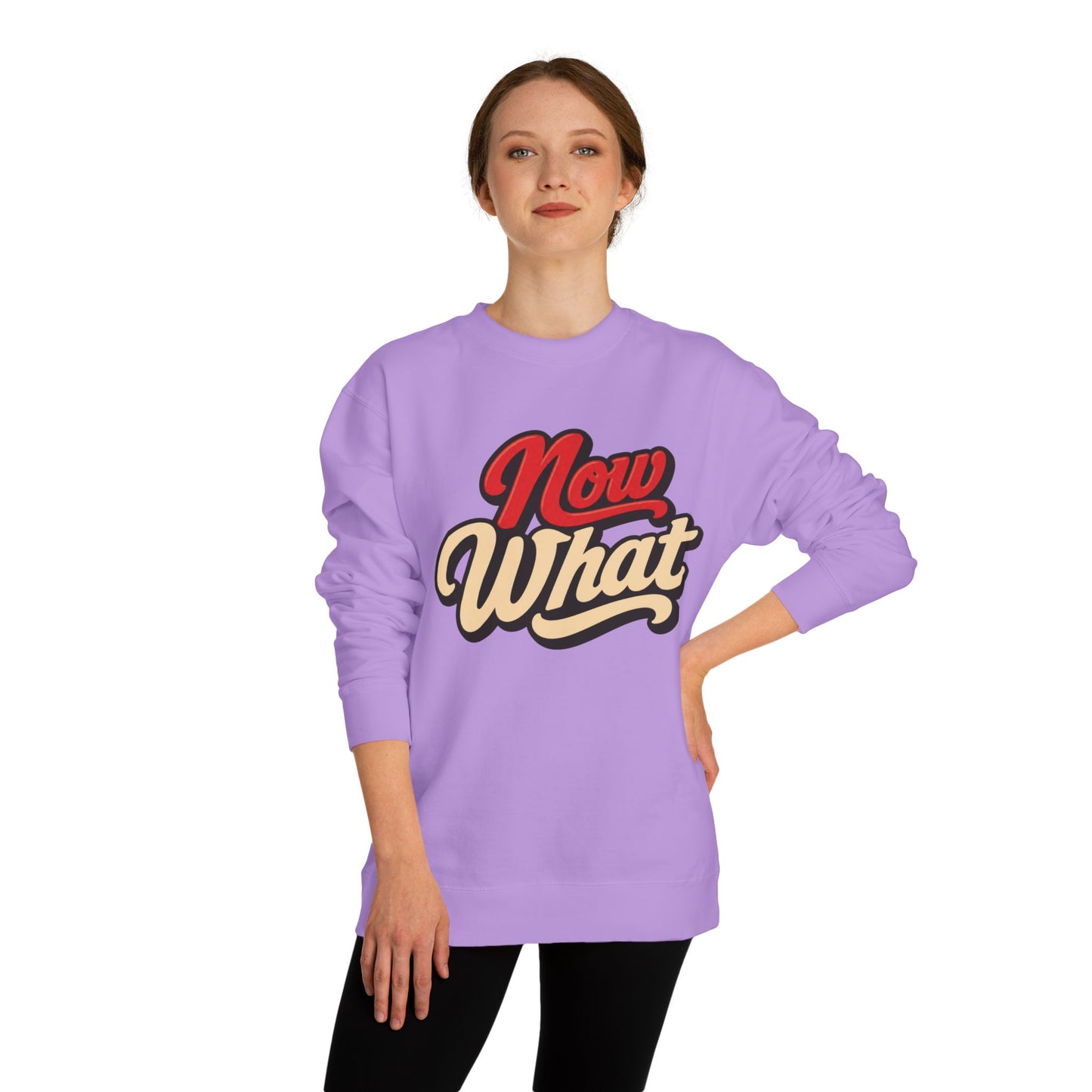 Now What Crewneck Sweatshirt — Retro Script Graphic Pullover