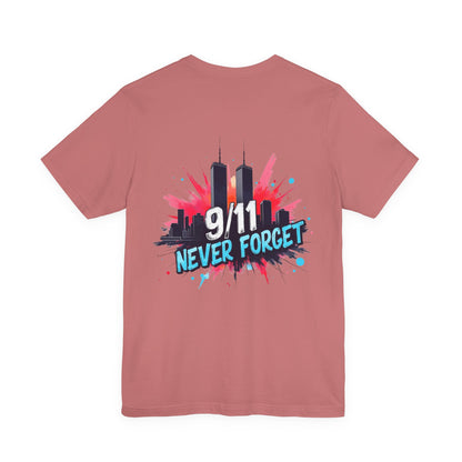9/11 Never Forget T-Shirt — Patriotic Memorial Tee with Twin Towers Graphic