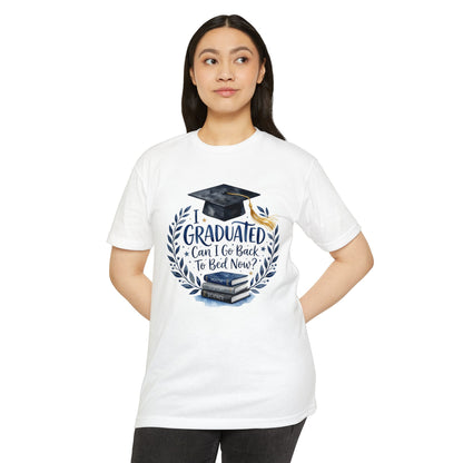 Graduation T-Shirt - "I Graduated, Can I Go Back to Bed Now?" Cap & Books Tee