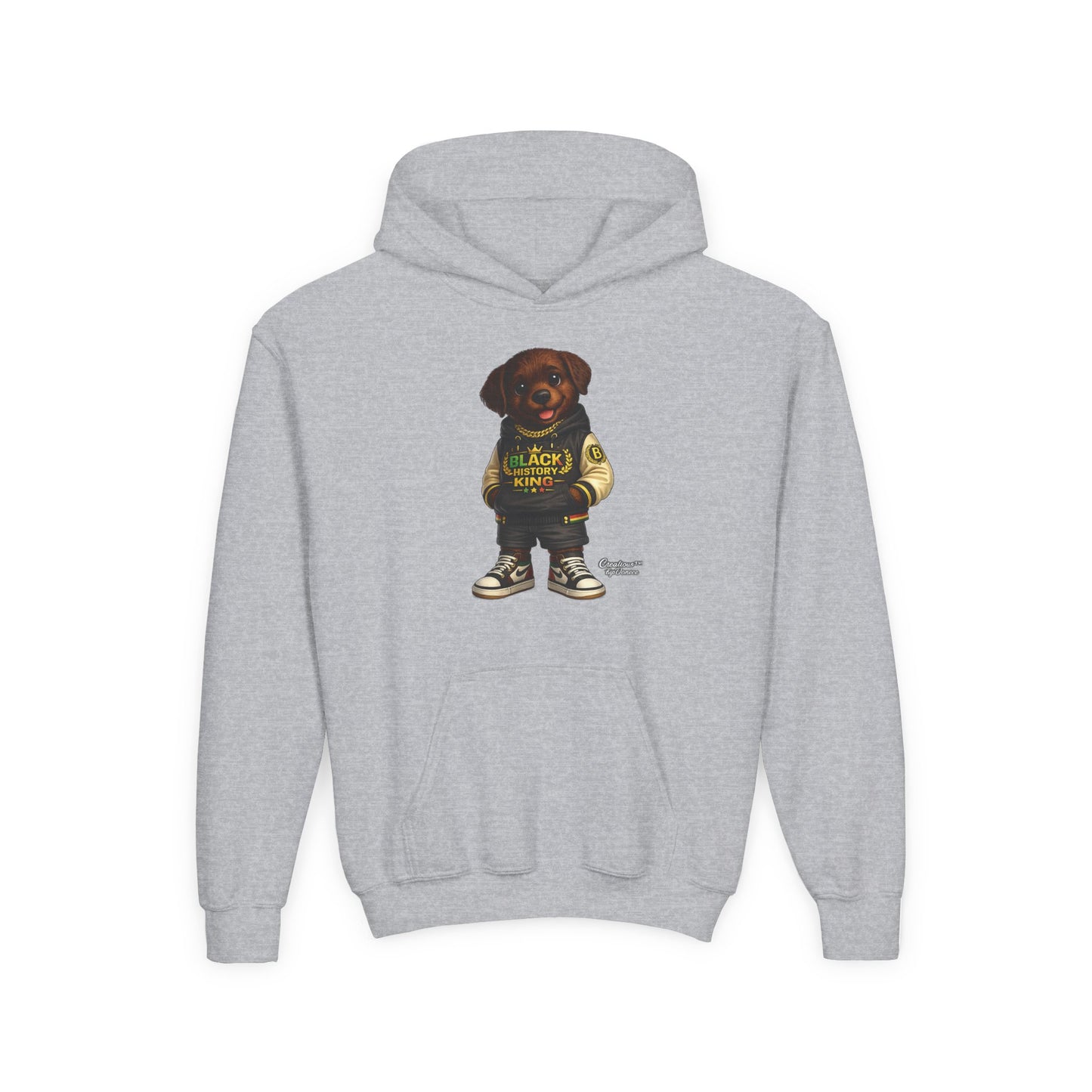 Youth Hoodie — 'Black History Kid' Puppy Graphic Sweatshirt