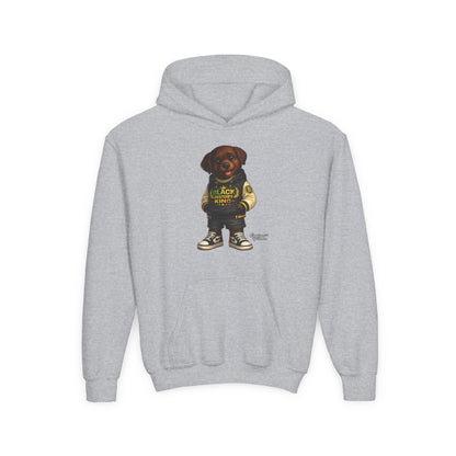Youth Hoodie — 'Black History Kid' Puppy Graphic Sweatshirt