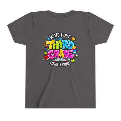 Third Grade Kids T‑Shirt — "Watch Out Third Grade Here I Come" Back-to-School Tee