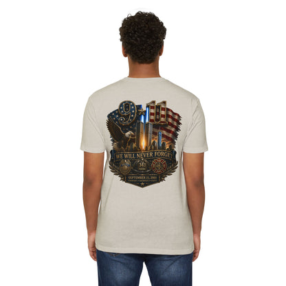9/11 Memorial T-Shirt — "We Will Never Forget" Patriotic Tribute