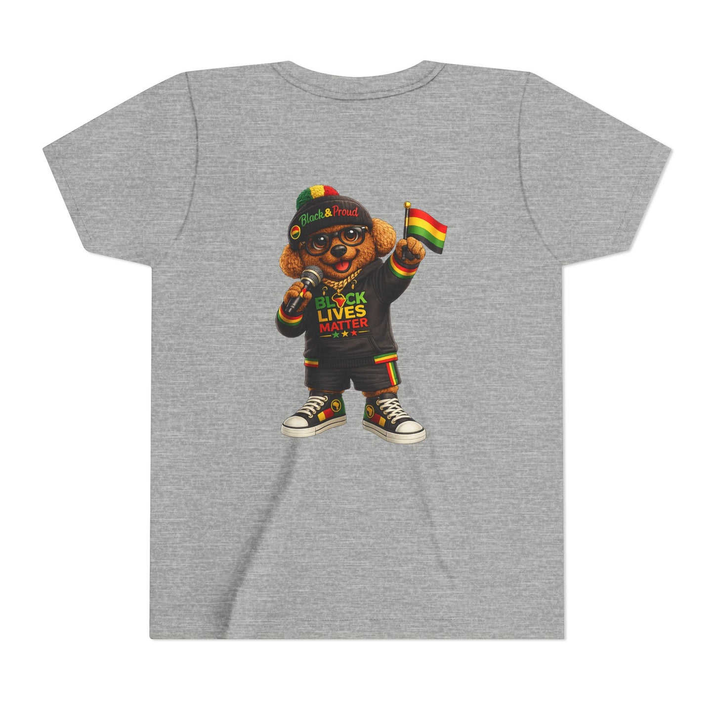Youth Tee — Kid Bear Black Lives Matter Rasta Flag Shirt