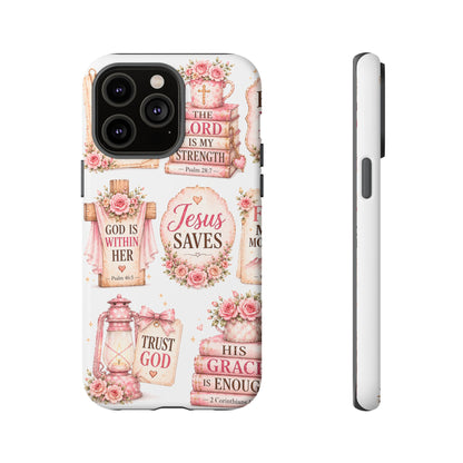 Faith Phone Case — 'Jesus Saves' Floral Christian Scripture iPhone Case