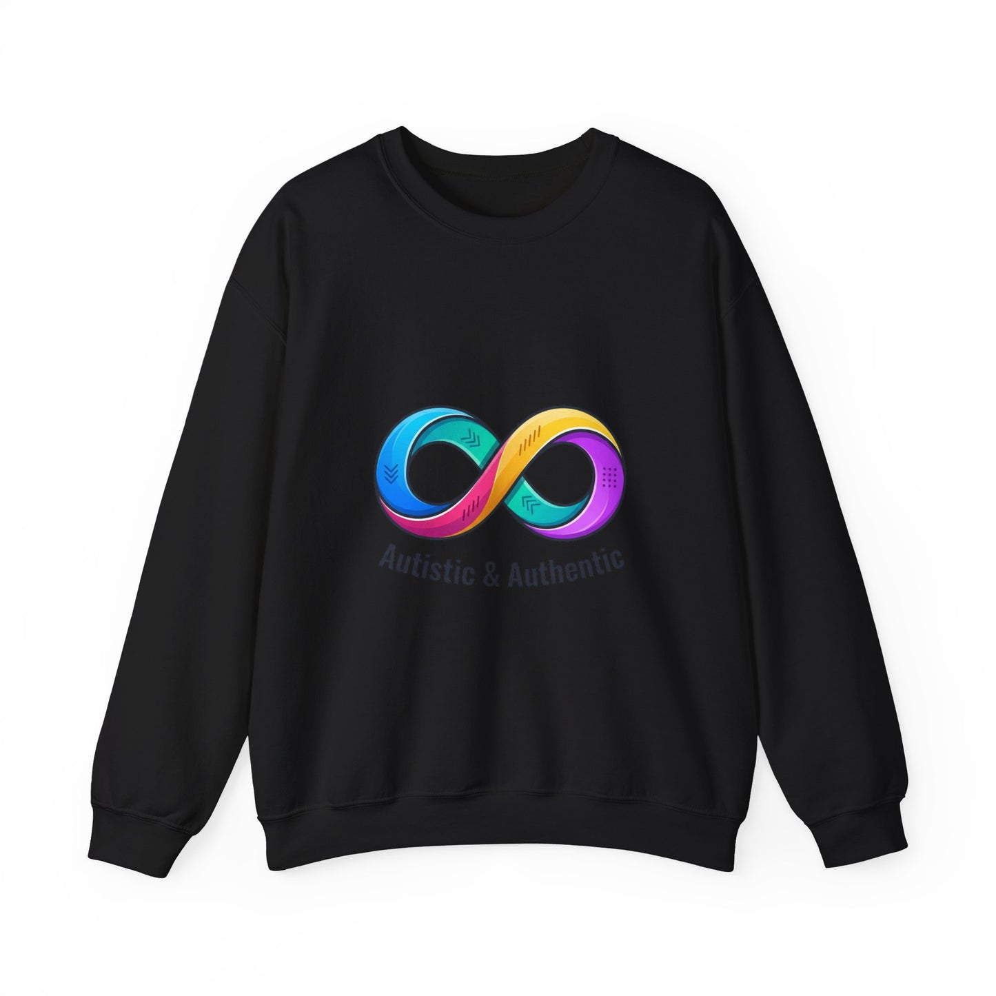 Autistic & Authentic Infinity Crewneck Sweatshirt, Neurodiversity Pride, Affirming