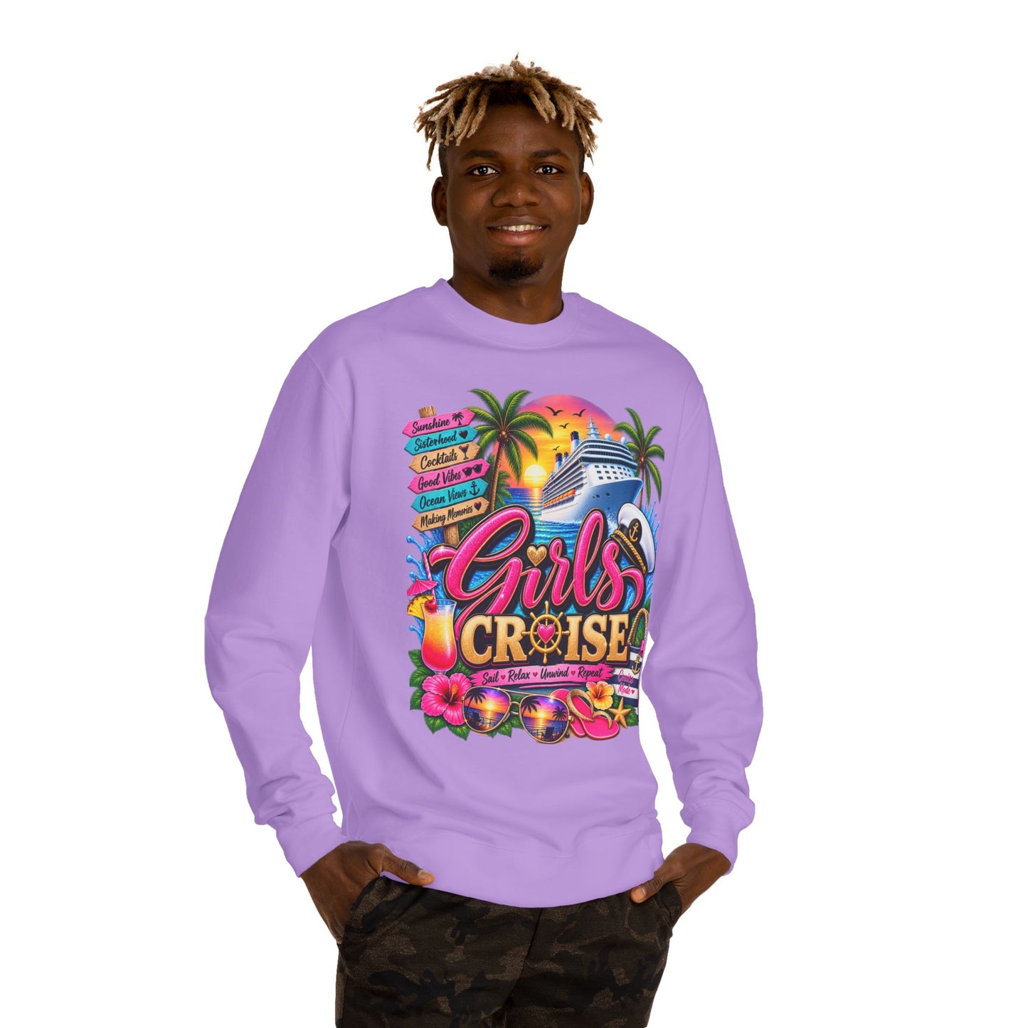 Girls Cruise Sweatshirt — Tropical Bachelorette/Group Vacation Crewneck