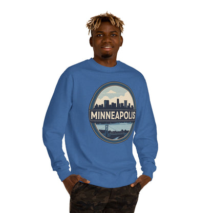 Minneapolis Skyline Crewneck Sweatshirt — Vintage Cityscape Design