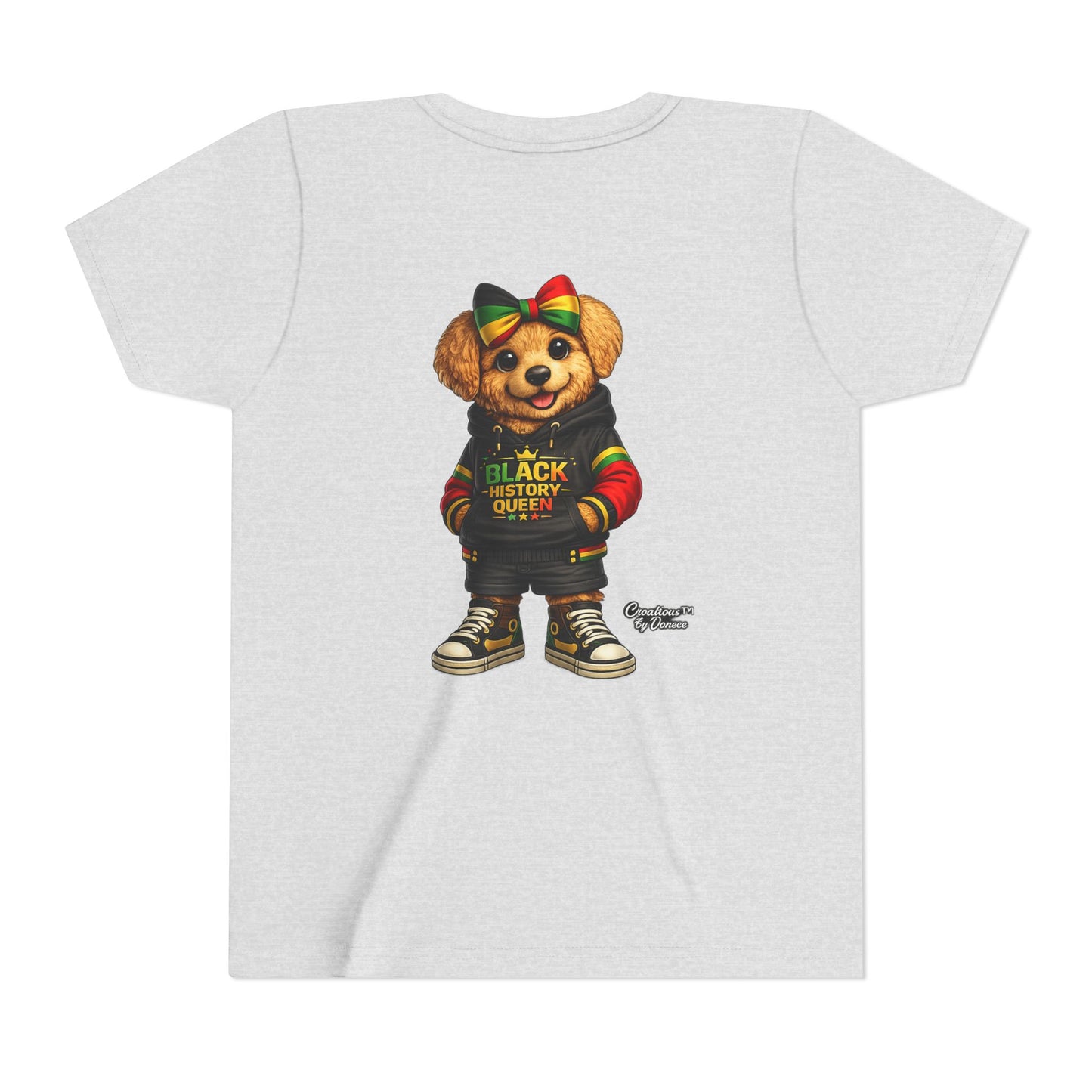 Youth Tee — Black History Queen Bear Graphic T-Shirt