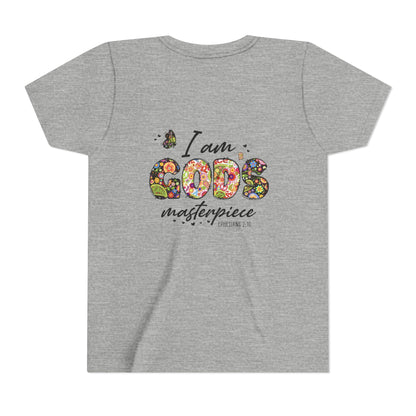 I Am God’s Masterpiece Youth Tee — Floral Christian Inspirational Shirt