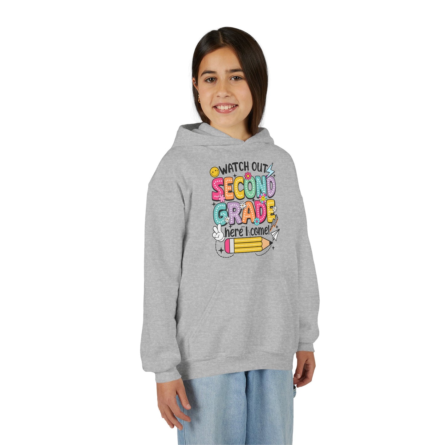 Second Grade Hoodie - "Watch Out Second Grade Here I Come" Back-to-School Kids Sweatshirt