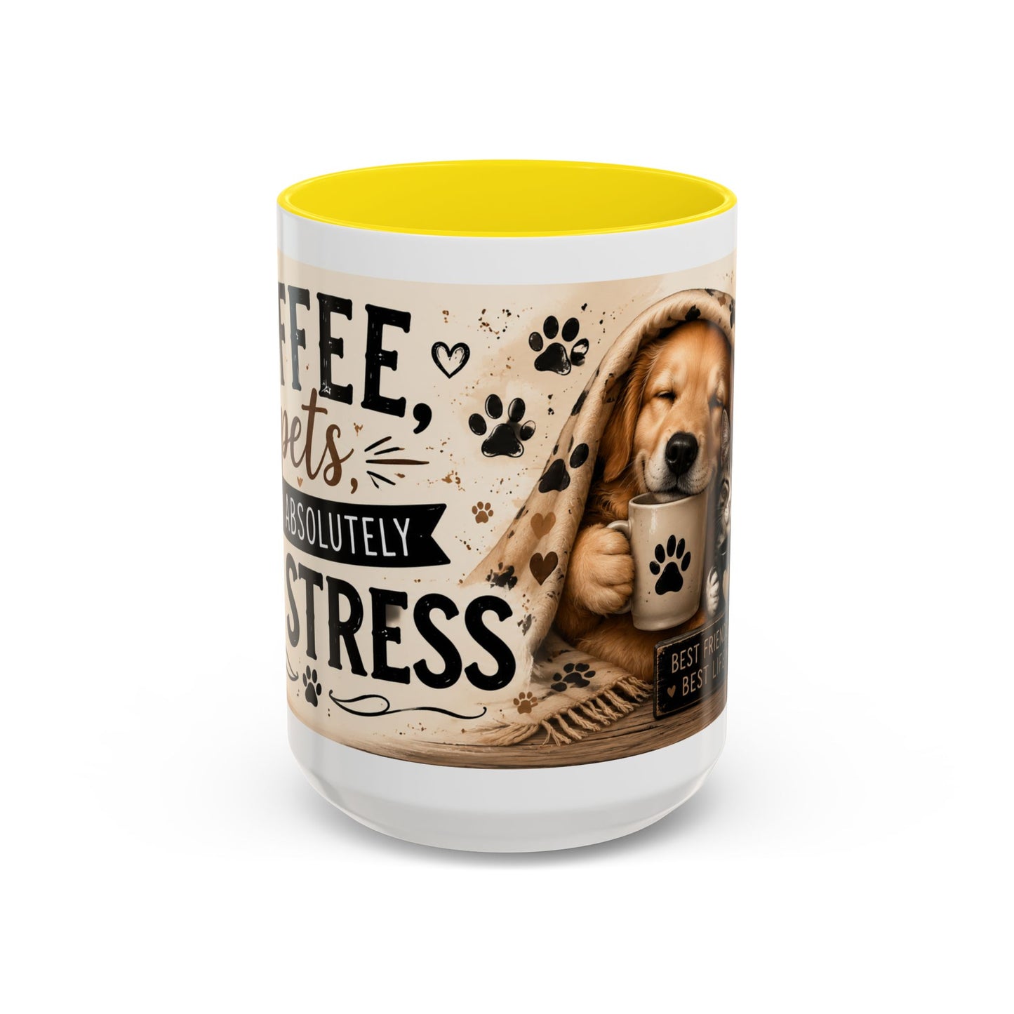 Dog and Cat Coffee Mug – "Best Friends, Best Life" Accent Tea Cup (11/15oz)