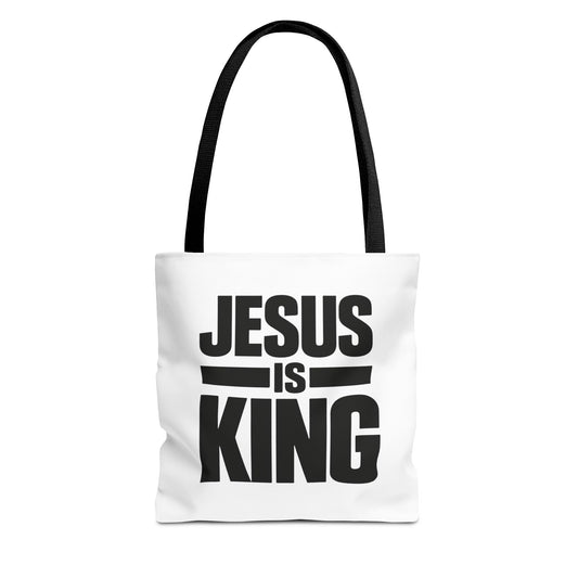 Jesus Is King Tote Bag - Christian Faith Canvas Grocery & Church Book Bag
