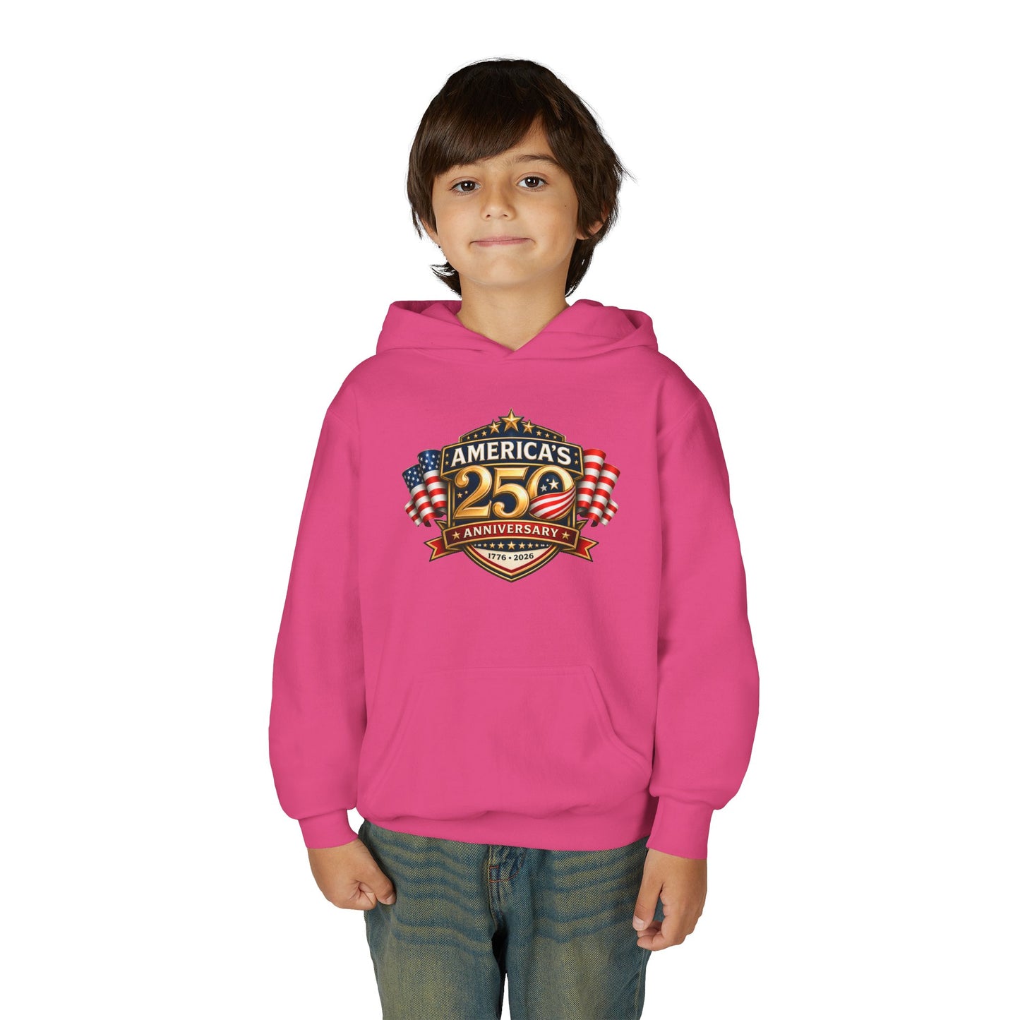 Youth Hoodie — "America's 250th Anniversary" Patriotic 1776-2026 Celebration Design