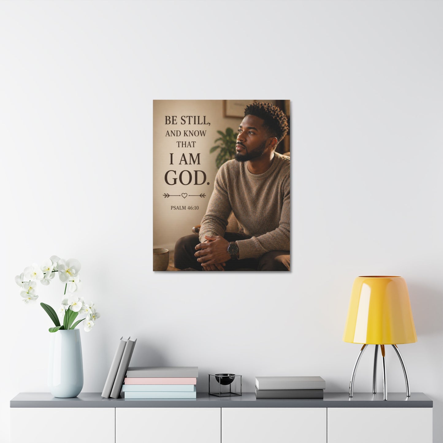 Be Still Psalm 46:10 Canvas Wall Art — Inspirational Christian Stretched Canvas