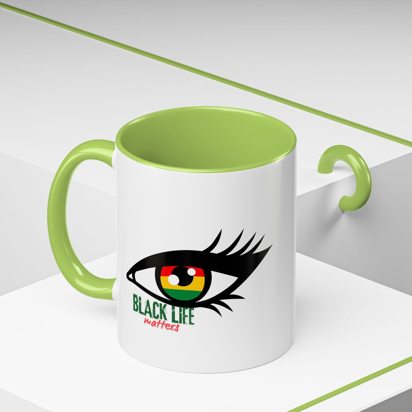 Black Life Matters Eye Accent Coffee Mug — Pan-African Pride 11/15oz