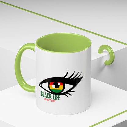 Black Life Matters Eye Accent Coffee Mug — Pan-African Pride 11/15oz