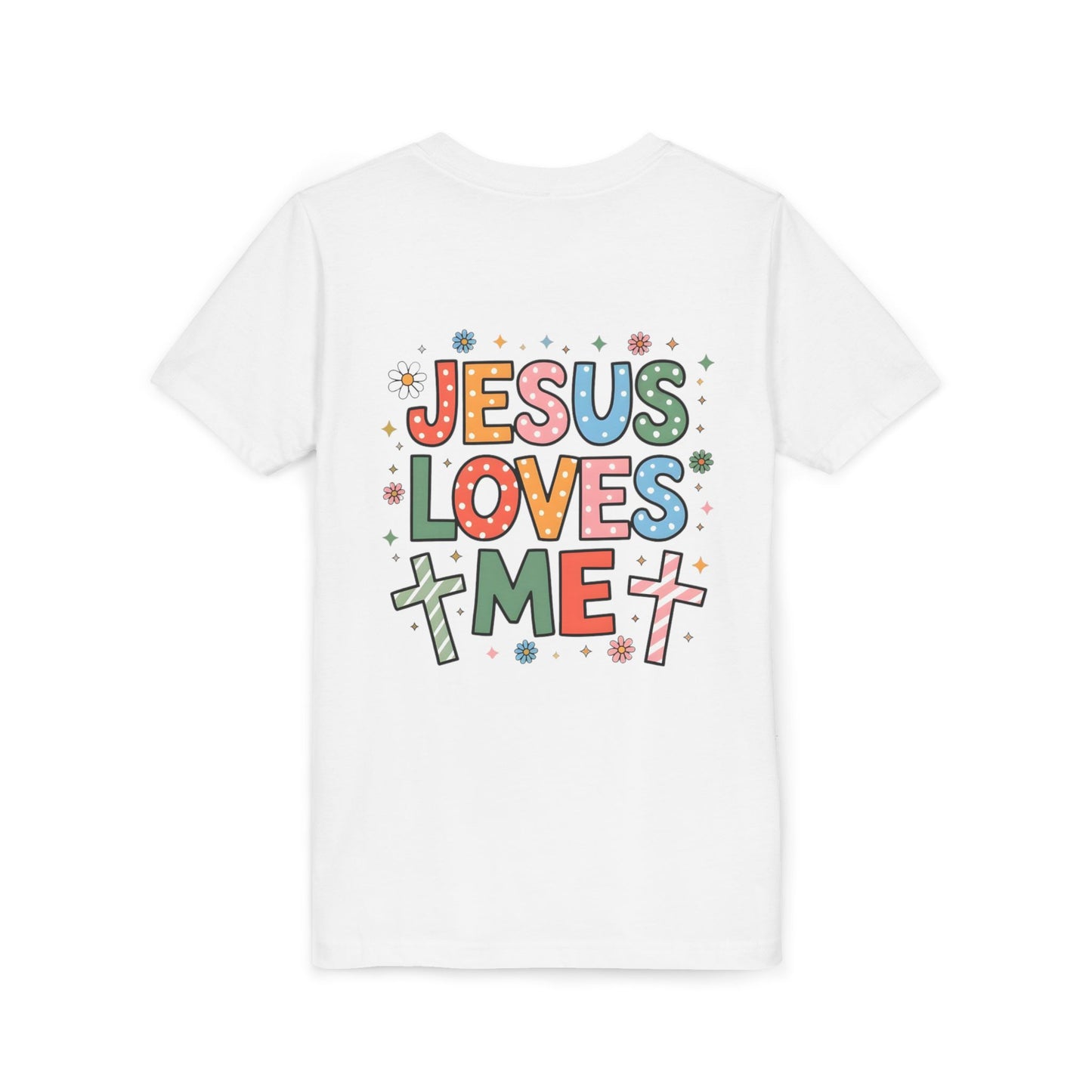 Youth Tee — "Jesus Loves Me" Colorful Christian Kids T-Shirt