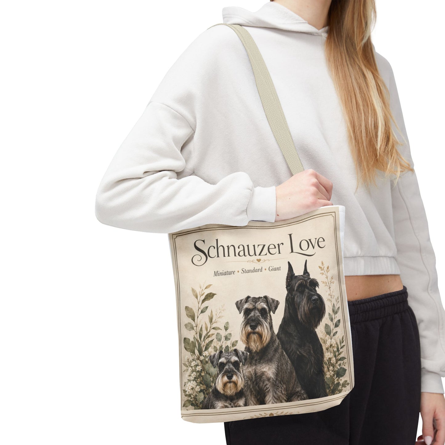 Schnauzer Love Tote Bag — Illustrated Dog Portraits, Miniature Standard Giant