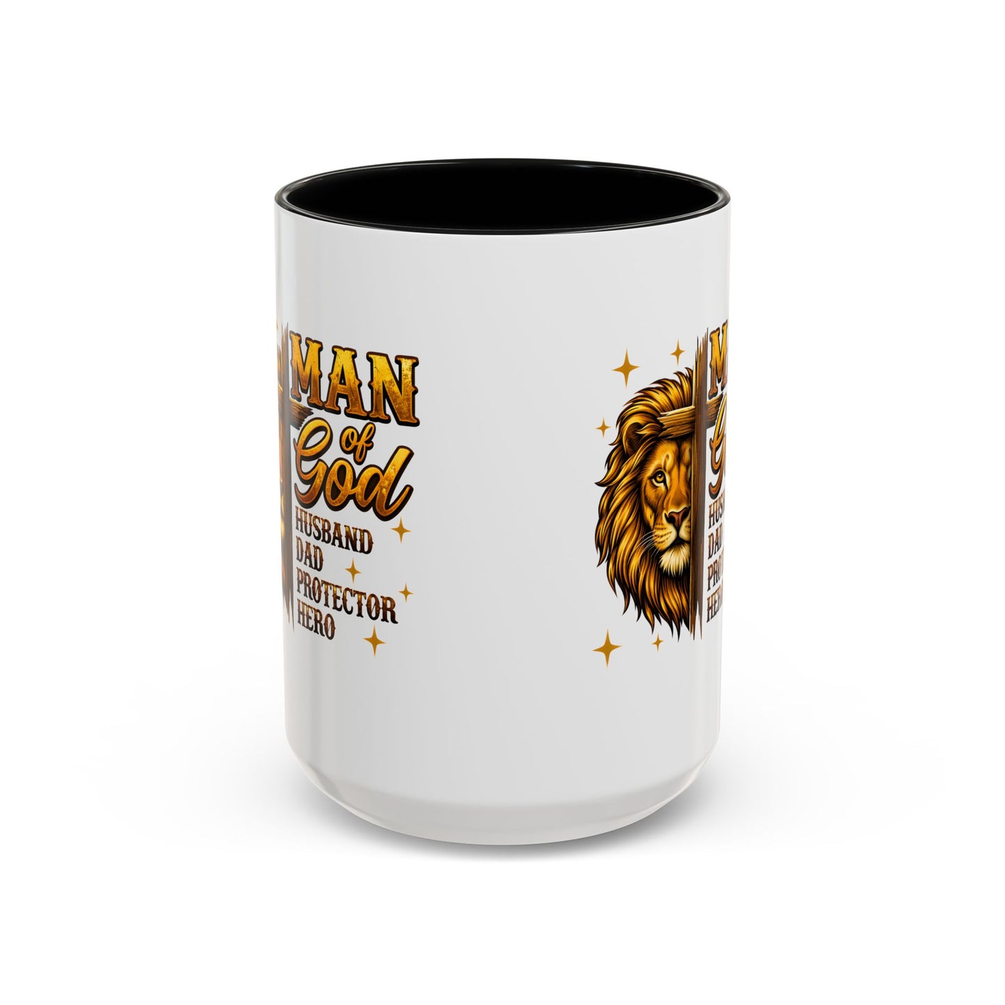 Man of God Lion Coffee Mug — 'Man of God' Religious Gift for Husband, Dad, Protector