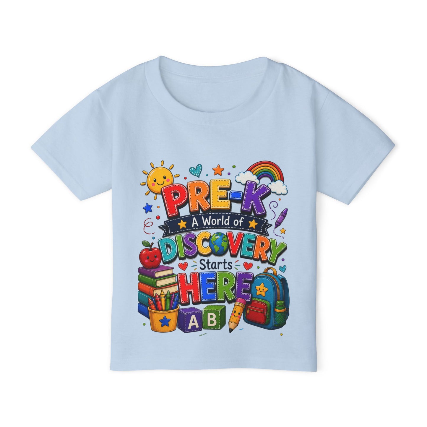 Toddler T‑Shirt — "Pre-K: A World of Discovery Starts Here" Colorful Back-to-School Tee