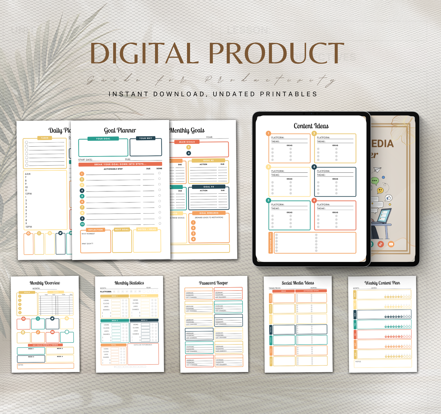 Social Media Planner | Content Calendar & Strategy Digital Planner