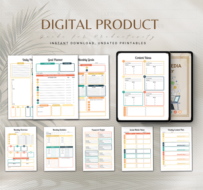 Social Media Planner | Content Calendar & Strategy Digital Planner