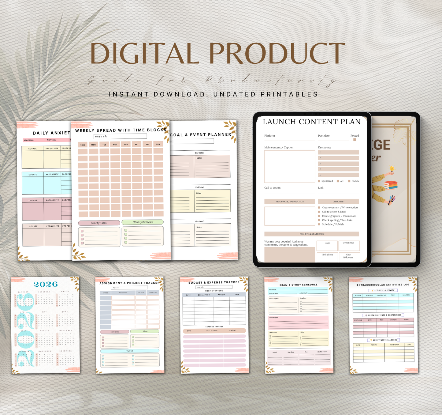 College Planner | Academic & Study Digital Planner PDF for Students
