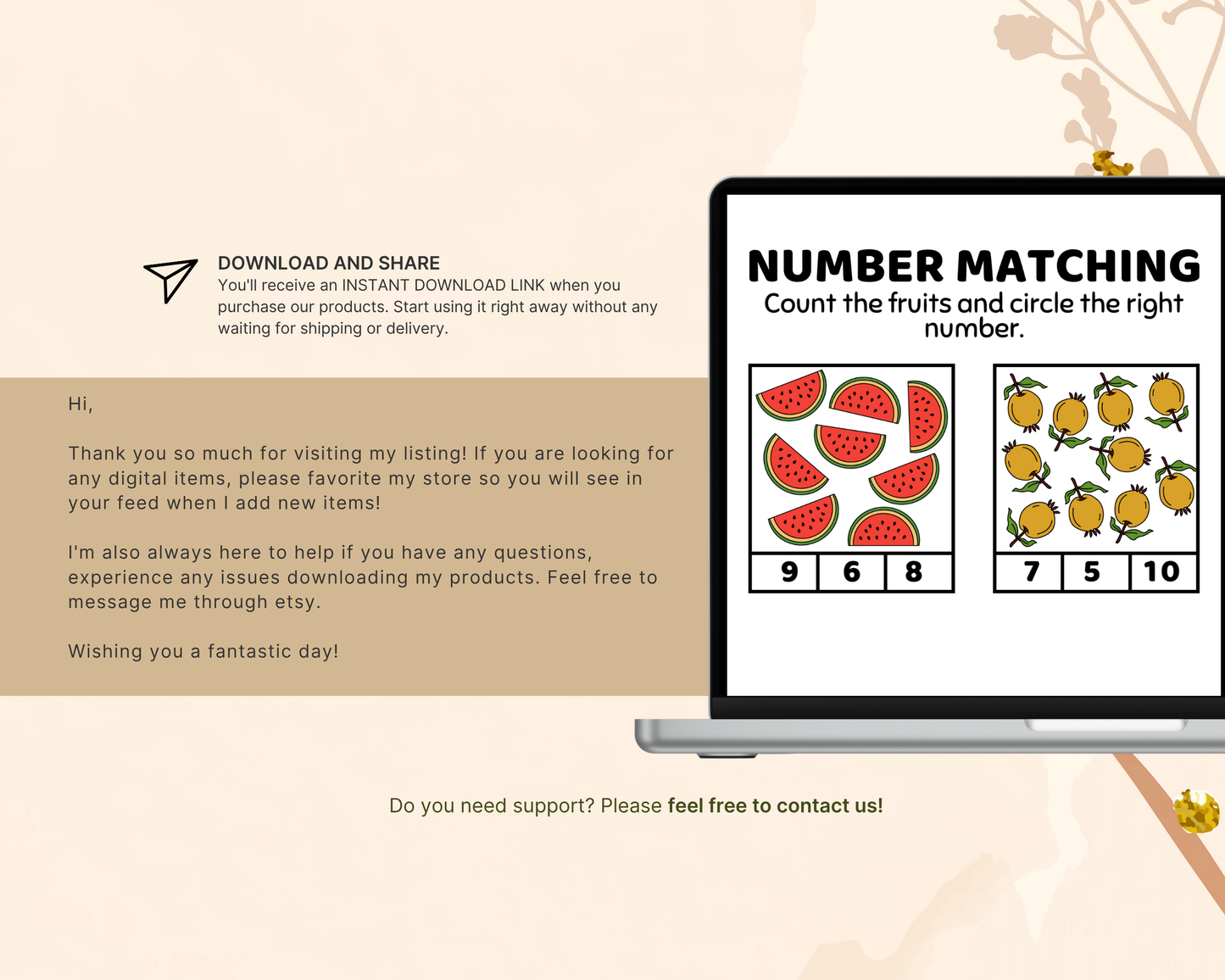 Fruit Math Worksheet for Kindergarten | Printable Counting & Addition Activities with Fun Fruit Theme