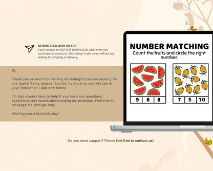 Fruit Math Worksheet for Kindergarten | Printable Counting & Addition Activities with Fun Fruit Theme