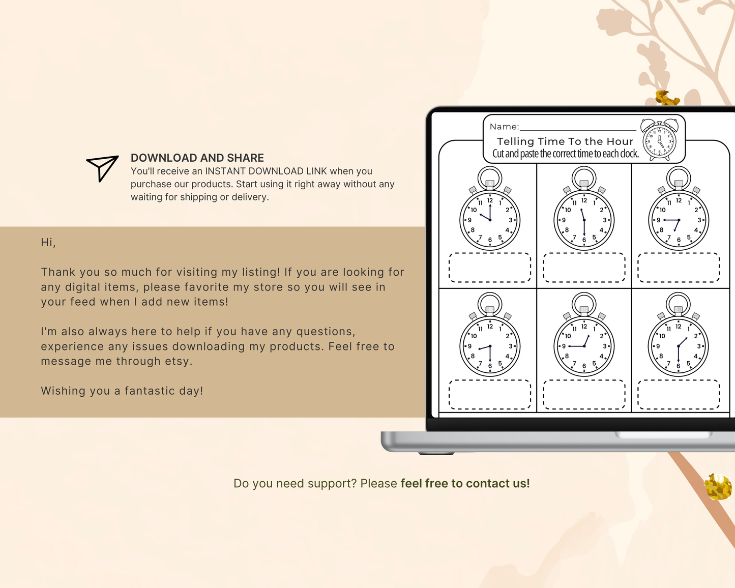 Telling Time Clock Worksheet | Printable Time Learning Exercises for Kids & Beginners