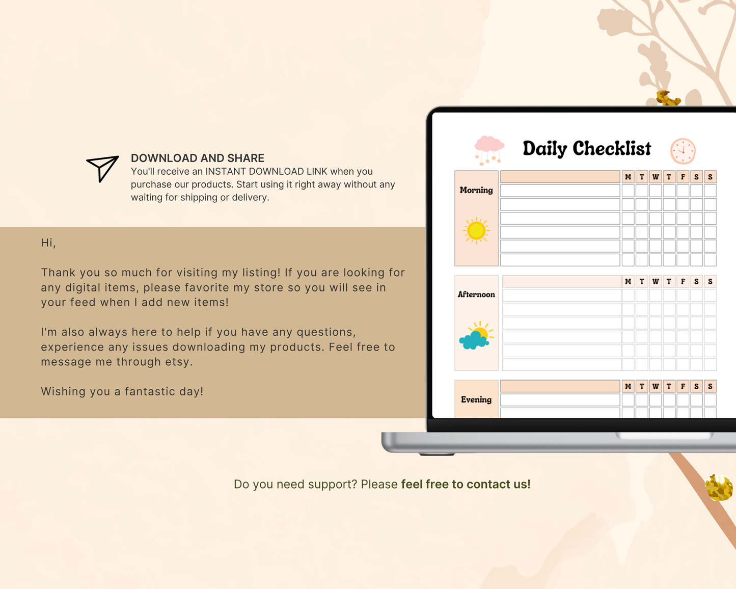 Daily School Checklist for Kids | Printable Morning & Homework Routine Planner  📝