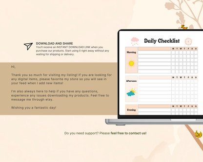 Daily School Checklist for Kids | Printable Morning & Homework Routine Planner  📝