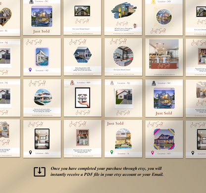 Real Estate Instagram Templates | Editable Canva Realtor Posts & Social Media Kit