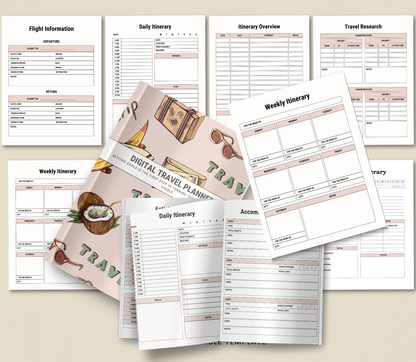 Digital Travel Planner | Editable Trip & Vacation Organizer