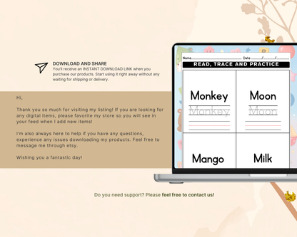 Word Tracing Worksheets for Pre-Kindergarten | Printable Handwriting Practice & Early Learning Activities