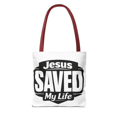 Jesus Saved My Life Tote Bag — Christian Faith Inspirational Carryall