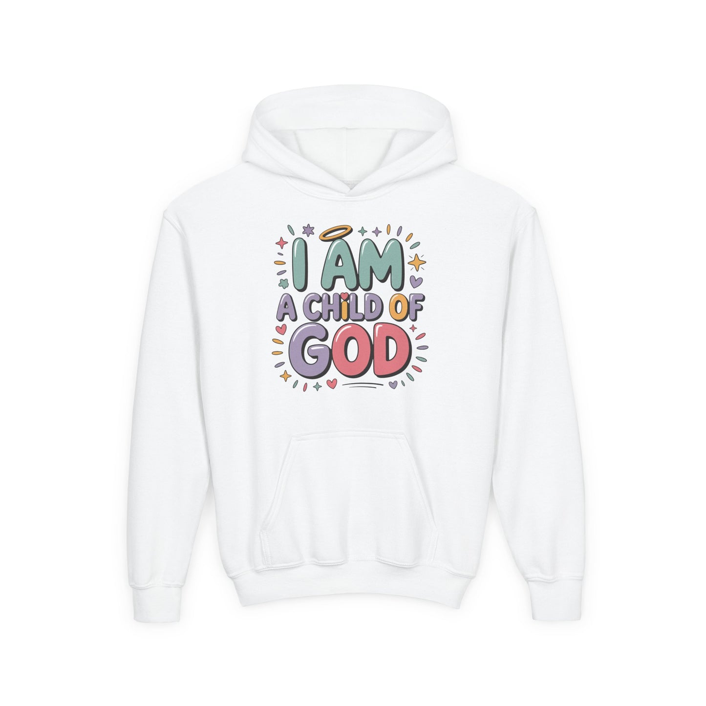 Youth Hoodie — "I Am a Child of God" Inspirational Kids Hooded Sweatshirt
