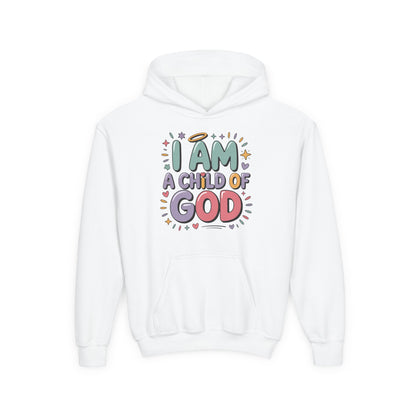 Youth Hoodie — "I Am a Child of God" Inspirational Kids Hooded Sweatshirt