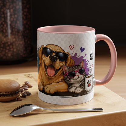 Dog and Cat Coffee Mug — 'This Is My Healer I'm A Cat' Cute Pet Lover Accent Mug (11/15oz)