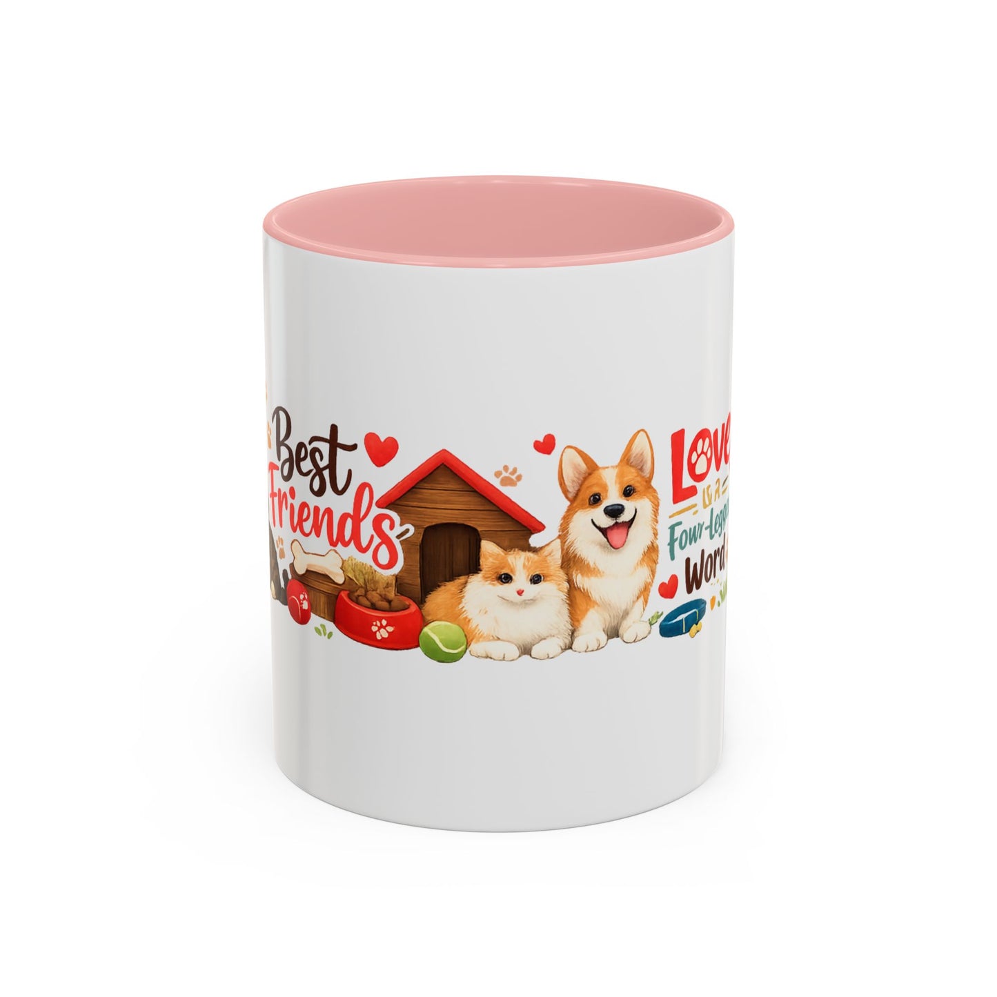 Dog Lover Accent Coffee Mug — “Love is a Four-Legged Word” Ceramic Gift