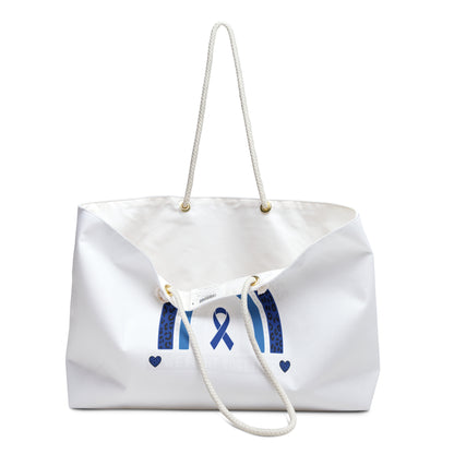 Blue Awareness Ribbon Rainbow Weekender Bag - Travel Tote for Support & Advocacy