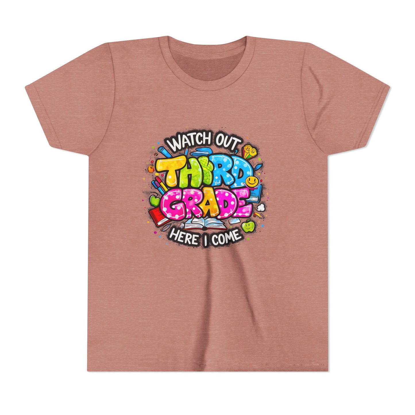Third Grade Kids T‑Shirt — "Watch Out Third Grade Here I Come" Back-to-School Tee