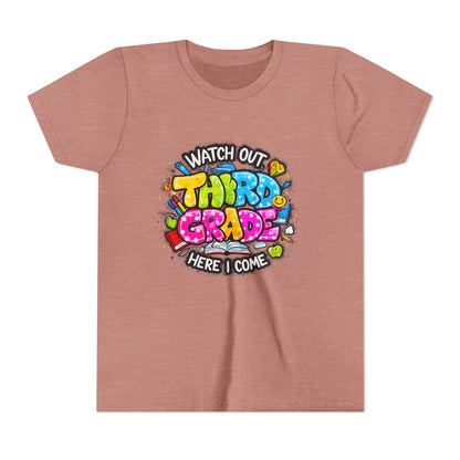 Third Grade Kids T‑Shirt — "Watch Out Third Grade Here I Come" Back-to-School Tee