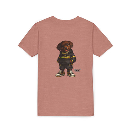 Youth Tee — Cute Puppy "Melanin" Streetwear Graphic
