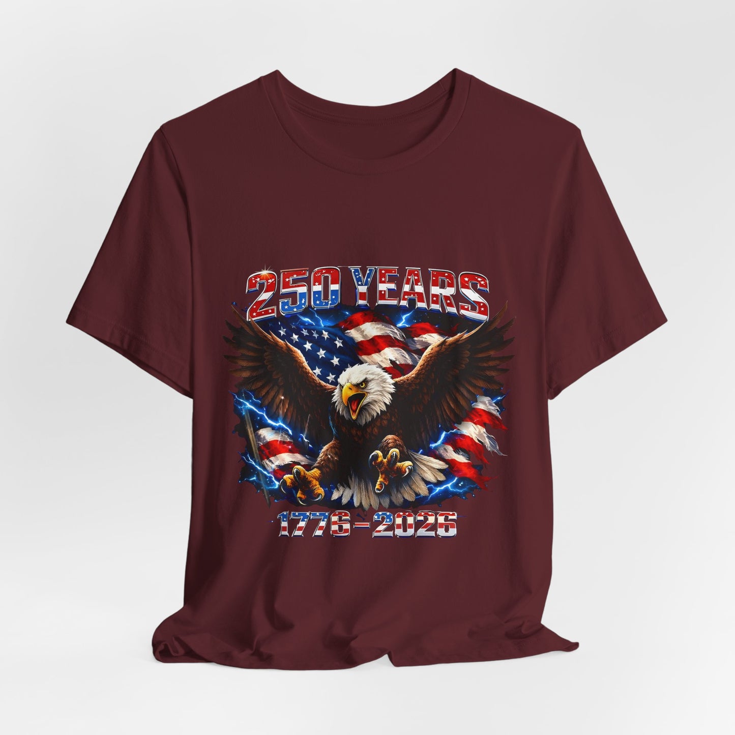 250 Years Bald Eagle American Flag T-Shirt — 1776–2026 Patriotic Tee